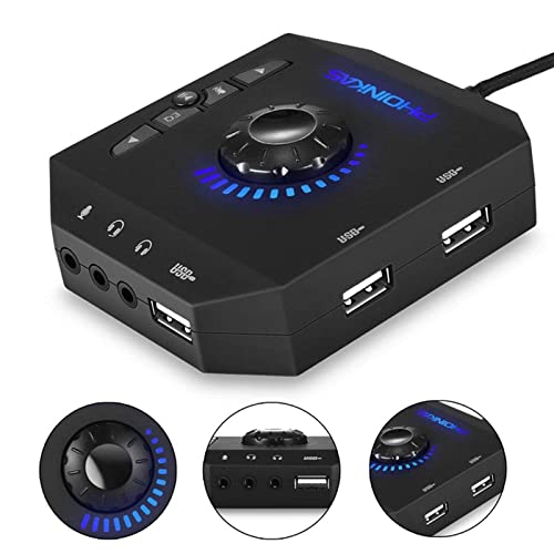 7.1 Channel USB Sound Card Adapter External Sound Card USB Audio Adapter with 3.5mm Interface & USB Interface for PC Laptop Gaming Device