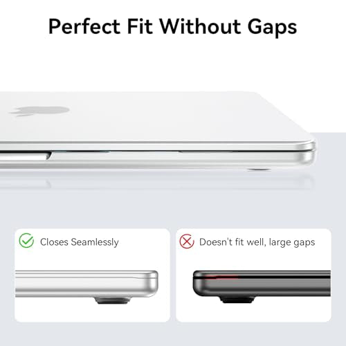 EooCoo Case for MacBook Air 15 inch M5 M4 M3 M2 2026-2023, Frost Clear | Easy to Install, Sturdy, Plastic Hard Shell Case & Keyboard Cover & Screen Protector, Model: A3448 A3241 A3114 A2941 - color: Original Clear
