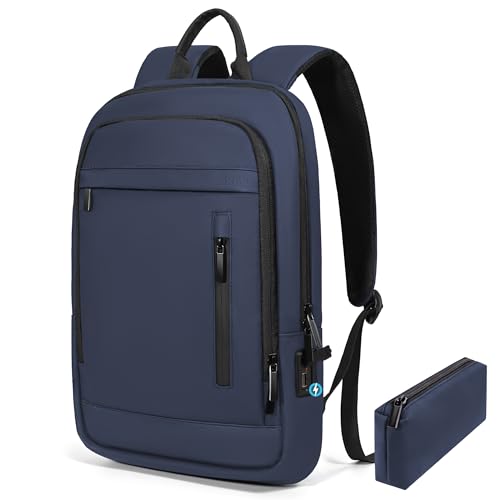 Business Backpack for Men Lightweight Commute Laptop Backpack Anti-Theft Water Resistant Backpack for 17.3 Inch Computer for Daily Office Work with Small Bag (Blue, 17.3") - color: Blue, size: 17.3", style: Classic