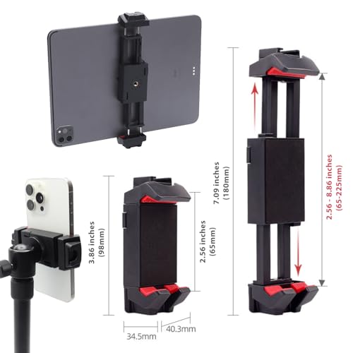 Kado Metal Portable Monitor Tablet Stand Tripod, Adjustable Height & Angle | 100x100mm 75x75mm Wall/Arm Mount Clamping, 360° Ball Head and 1/4" Screw Compact for Phone, Tablet, Projector, Camera, Webcam