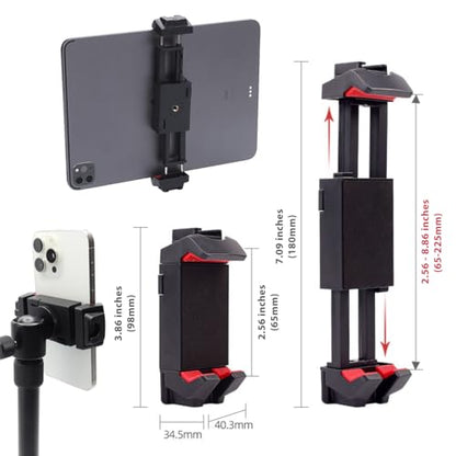Kado Metal Portable Monitor Tablet Stand Tripod, Adjustable Height & Angle | 100x100mm 75x75mm Wall/Arm Mount Clamping, 360° Ball Head and 1/4" Screw Compact for Phone, Tablet, Projector, Camera, Webcam