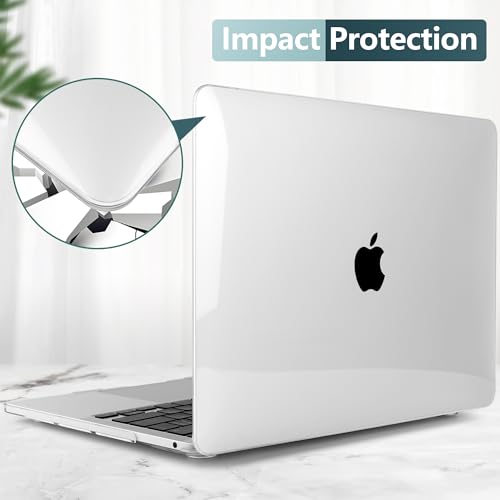 for MacBook Pro 13 inch Case 2023 2022 2021 2020 Release Model: A2338 M2/M1 A2289 A2251 with Touch Bar & Touch ID, Logo See Through Plastic Hard Shell Case & Keyboard Cover, Crystal Clear - color: Crystal Transparent
