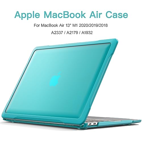 Batianda 4-in-1 Ultimate Case for MacBook Air 13 Inch 2018-2020, Blue | Fits M1/Intel Models A2337/A2179/A1932, Lightweight Slim Design, Carbon Fiber Side Texture, Matte Translucent Hard Shell - color: Blue