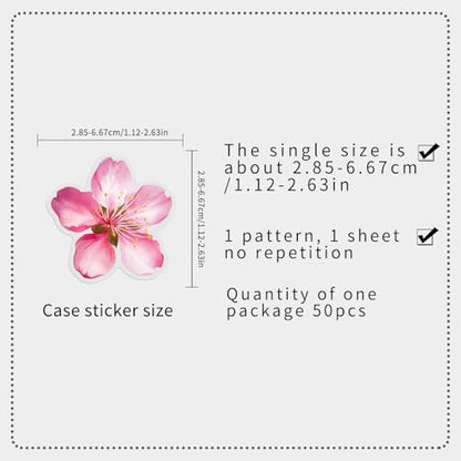 Transparent Flower Stickers,50Pcs PET Waterproof Flower Stickers for Window, Water Bottles, Laptop, Notebook, Scrapbook, Luggage, Cell Phone, Helmet, Party Favors(colourful-B14) - color: Colourful-b14
