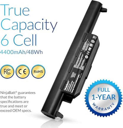 NinjaBatt Battery for Asus A32-K55 K55 K55N K55VD K55VM Q500 Q500A | Fits R503U R503A R503C X75VD K75VM K75VD K75DE K45VS K45VJ K55DR K55VS R400 R500 R700 – 6 cells 4400mAh 48Wh - size: ASUS A32-K55 Q500