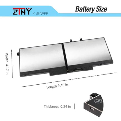 3HWPP Battery Replacement for Dell Latitude 5401 5410 5411 5501 5510 5511 | Precision 3541 3550 3551 Inspiron 7706 2-in-1 Inspiron 17 7500 7506 2-in-1 Black Laptop 03HWPP 451-BCMN 15.2V 68Wh 4Cell ZTHY - size: 9.45*6.30*0.28 inch 3HWPP