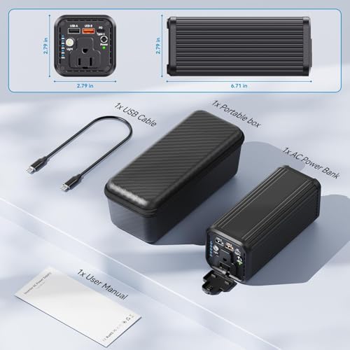 Laptop computer with AC power interface, 100W Type-C PD 65W fast charging type, featuring input and output functions, 2 USB-A outputs (QC3.0 18W), suitable for business travel and outdoor activities.