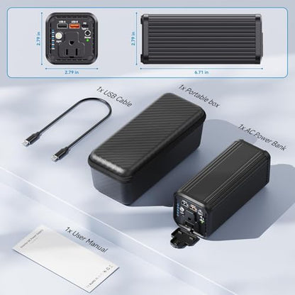 Laptop computer with AC power interface, 100W Type-C PD 65W fast charging type, featuring input and output functions, 2 USB-A outputs (QC3.0 18W), suitable for business travel and outdoor activities.