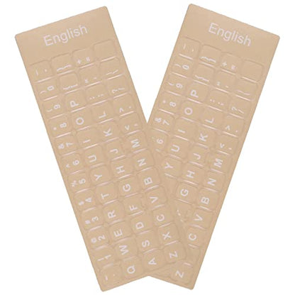 2 Pack Universal English Keyboard Stickers Transparent Background, Transparent Background with White Lettering for Computer Laptop Notebook Desktop, Replacement Computer Keyboard Stickers (English) - color: English-transparent/White Letters