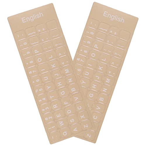 2 Pack Universal English Keyboard Stickers Transparent Background, Transparent Background with White Lettering for Computer Laptop Notebook Desktop, Replacement Computer Keyboard Stickers (English) - color: English-transparent/White Letters