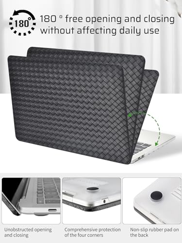 Seorsok Compatible with MacBook Pro 13 inch Case M2 2023-2021-2016 A2338 M1 A2251 A2289 A2159 A1989 A1708 A1706,Leather Plastic Hard Shell&Transparent Keyboard Cover,Black Tartan PVC No Logo Cutout - color: Black( Tartan PVC), size: Pro 13 (A2338 M1 A2251