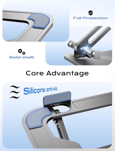JCZT Adjustable Laptop Stand for Desk, Metal Foldable Laptop Riser, Portable Laptop Holder Mount, Ventilated Cooling Computer Notebook Stand for MacBook Air Pro, All 10-16'' Notebooks Laptops Grey - color: Grey