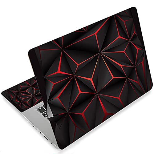 Laptop Skin Sticker Decal, Black and Red, 13.3-15.6 inch Universal | Vinyl Cover, Dustproof, Waterproof, Reusable, Includes 2 Wrist Pads - color: Black and red