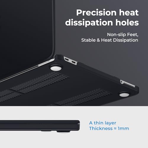 EooCoo for MacBook Neo Case 13 inch 2026, Scratch Resistant, Matte Black | 4 in 1 Kit, Durable, Easy Snap-On, Stays New, Model A3404 (A18 Pro Chip) - color: Matte Black