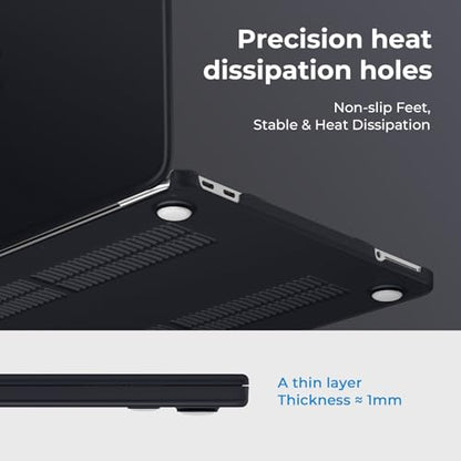 EooCoo for MacBook Neo Case 13 inch 2026, Scratch Resistant, Matte Black | 4 in 1 Kit, Durable, Easy Snap-On, Stays New, Model A3404 (A18 Pro Chip) - color: Matte Black