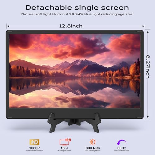 Laptop Screen Extender, 14" FHD 1080P Laptop Monitor Extender, Stretchable Base and Detachable Screen, Plug & Play, Triple Screen Extender Compatible with Windows, Mac, Chrome - size: 14" Triple Screen