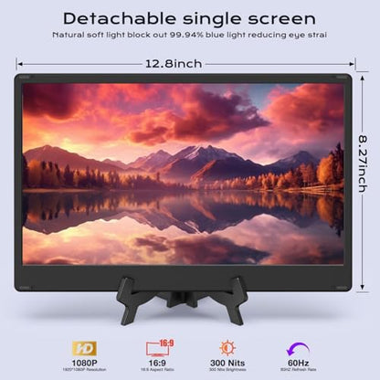 Laptop Screen Extender, 14" FHD 1080P Laptop Monitor Extender, Stretchable Base and Detachable Screen, Plug & Play, Triple Screen Extender Compatible with Windows, Mac, Chrome - size: 14" Triple Screen