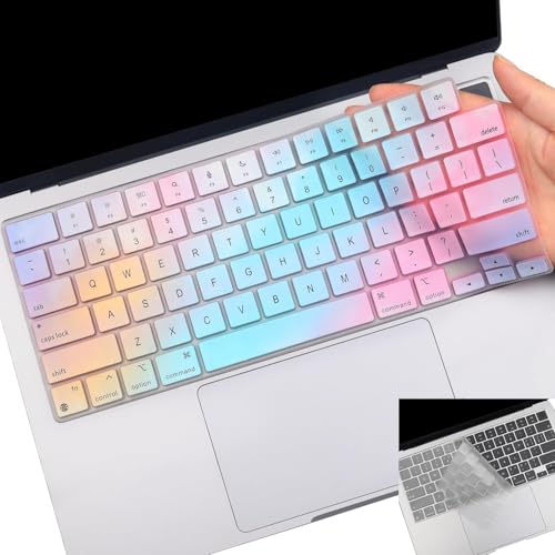 2 Pack Keyboard Cover for MacBook Pro 16" 14" M5-M1 Pro/Max A3426 A3427 A3428 A3429 A2442 A2779 A2918 A2992 A2485 A2780 A2991, MacBook Air M5-M2 13.6" 15.3" A3448 A3449 A2941 A3114 A2681 A3113 US - color: CandyColor+TPU
