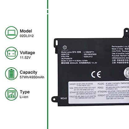02DL012 L18M3P71 SB10K97650 Battery Replacement for Lenovo ThinkPad T15 T590 P53S P15S Series 02DL011 L18L3P71 SB10K97649 L20D3P71 SB10T83156 SB10T83157 SB10W51924 SB10W51930 SB10W51931 - size: 13.4*5.5*1.1inch 02DL012