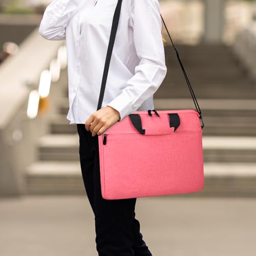 14-15 Inch Laptop Sleeve Bag Carrying Case Protective Computer Cover with Handle Shoulder Strap Compatible with 15 inch MacBook Air M5 M4 M3 M2 Acer ASUS HP Surface Dell Chromebook, Pink - color: Pink, size: 14"-15"
