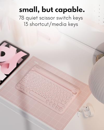 Macally Bluetooth Keyboard for iPad | Wireless Keyboard for Tablet, iPhone (Multi-Device, Built-in Stand, Rechargeable) Easy to Use and Cute Portable - color: Pink