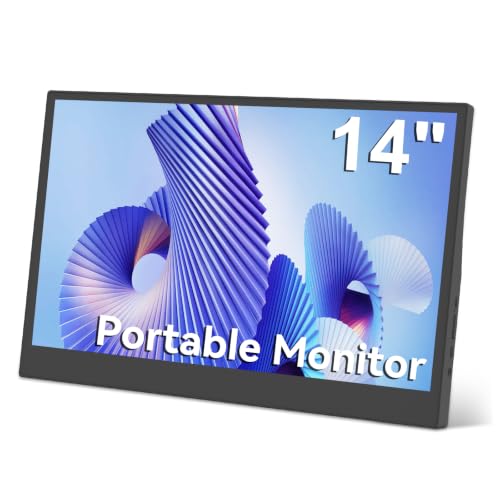 14-inch 0.39-inch Design Travel Monitor | Features a built-in adjustable stand; HD-ready; designed for business and students; supports laptops and desktop computers - color: Carbon Black, size: 14"