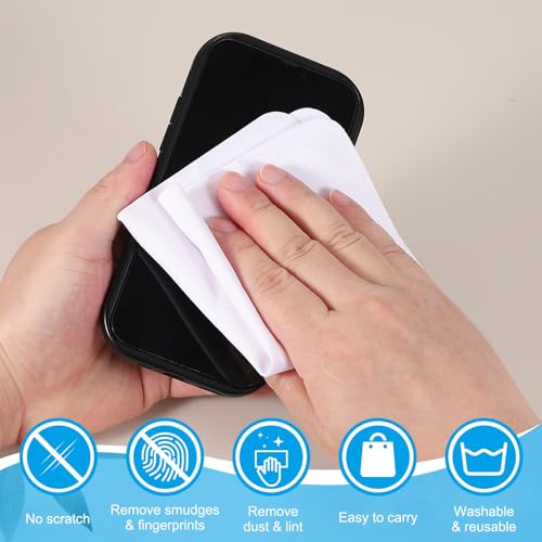 PATIKIL Glasses Cleaning Cloth 6.9" x 5.7", 12 Pcs Microfiber Eyeglasses Cleaner Cloths Soft Suede Wipe Screen for Camera Len Eyeglass Screens Phones Smart Devices, White - color: White, size: 6.9" x 5.7"