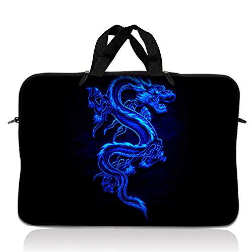 LSS 10 10.2 inch Laptop Sleeve Bag Compatible with Acer, Asus, Dell, HP, Sony, MacBook and more | Carrying Case Pouch w/ Handle , Blue Dragon - color: Blue Dragon, size: 8 in -10.2 in