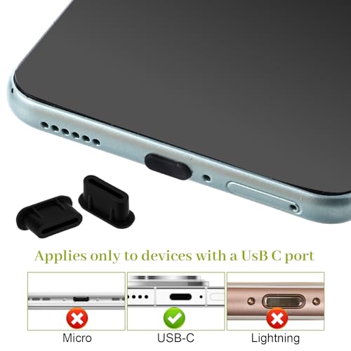 USB C Dust Plug, 20 Pcs Silicone USB C Plug Cover | Charging Port Cover with 5 Cleaning Brushes, Type C Cleaning Tool Kit for Apple 15/16/17/Samsung