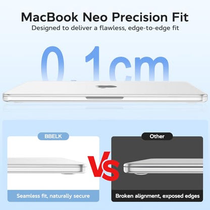 B BELK for MacBook Neo Case 13 inch 2026 | (A18 Pro, Model A3404) | 1:1 Precision Fit | Official Matte Clear | Matte Hard Shell Case | Scratch & Fingerprint Resistant for New MacBook Neo 13 inch Case - color: Matte Clear