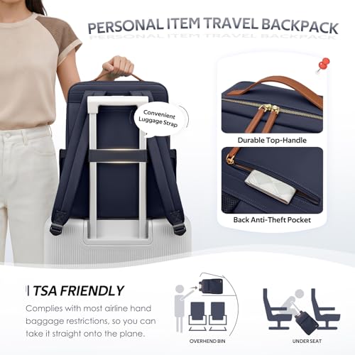 GOLF SUPAGS Travel Laptop Backpack for Women Airline Approved for Work College Travel Multi-Functional Casual Daypack Teacher Nurse Bags Fits 15.6 Inch Notebook (Navy Blue) - color: Navy Blue