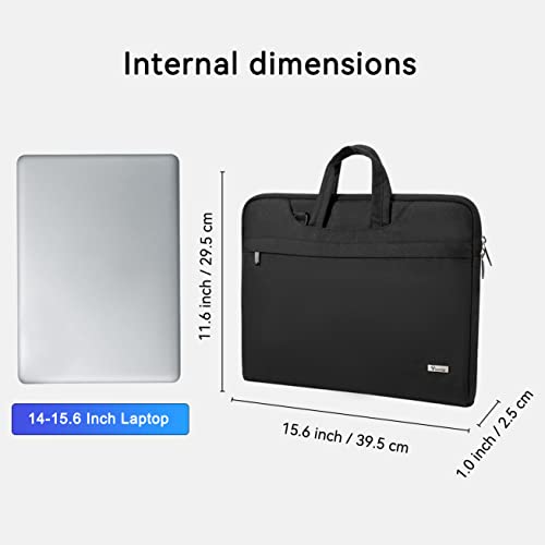 Voova 15.6-15 Inch Laptop Sleeve with Handle, MacBook Sleeve, Black | Splash-proof 15.6-inch laptop sleeve with handle and removable strap; fits notebooks and MacBook Pro for daily commute - color: Black, size: 14-15.6In & 2019 New Macbook Pro 16 Inch