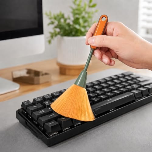 Keyboard Cleaning Brush Computer Cleaning Brush Portable Small Dust Brush for Keyboard Laptop Desk Electronics - color: Orange