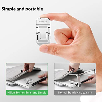 Nillkin Portable Laptop Stand with 3 Adjustable Angles, Flip Keyboard Riser Feet for Most Keyboards, Computer Keyboard Stand for Desktop, MacBook, HP and Other 10-17 Inches Laptop Feet Riser, Silver - color: Silver