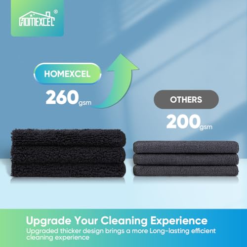 HOMEXCEL Black Microfiber Cleaning Cloth, 12 Pack Premium Microfiber Towels for Cars, Lint Free, Scratch-Free, Highly Absorbent, Reusable Cleaning Rags for Car, Household, Kitchen, Window, 11.5"X11.5" - color: Black