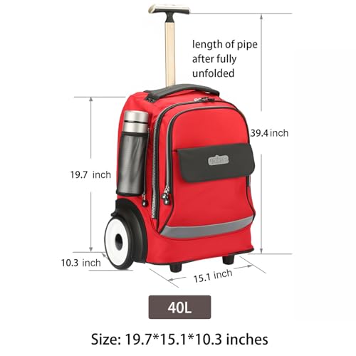 Rolling Laptop Bag with Quiet Wheel for 15.6 Inch Laptop,Roller Bag, Silent Backpack with Wheels, 6 Inch Large Wheeled Computer Bag, T5- Black/Red - color: T5- Black/Red
