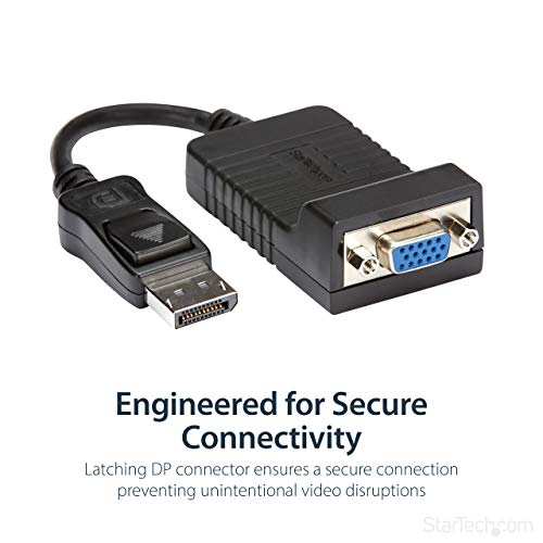 StarTech Active DisplayPort to VGA Adapter, 1080p, DP 1.2, Dongle (DP2VGA) | DP 1.2 to VGA, DP++ Source, EDID & DDC Pass-Through, VGA Screw Locking, Latching, No Drivers, Digital to Analog, 1920 x 1200 - size: 3 inches