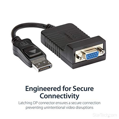 StarTech Active DisplayPort to VGA Adapter, 1080p, DP 1.2, Dongle (DP2VGA) | DP 1.2 to VGA, DP++ Source, EDID & DDC Pass-Through, VGA Screw Locking, Latching, No Drivers, Digital to Analog, 1920 x 1200 - size: 3 inches