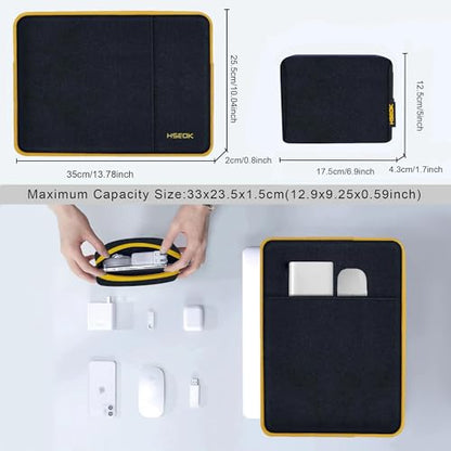 Hseok Laptop Case 13.3 14 inch Sleeve with Additional Case Compatible with MacBook Pro/Neo 14 inch M5/M4/M3/M2/M1 All Model of 13.3 Inch Mac Air/Pro, XPS 13 14 and More 13.3"-14" Notebooks,Bk-Yellow - color: Black-yellow