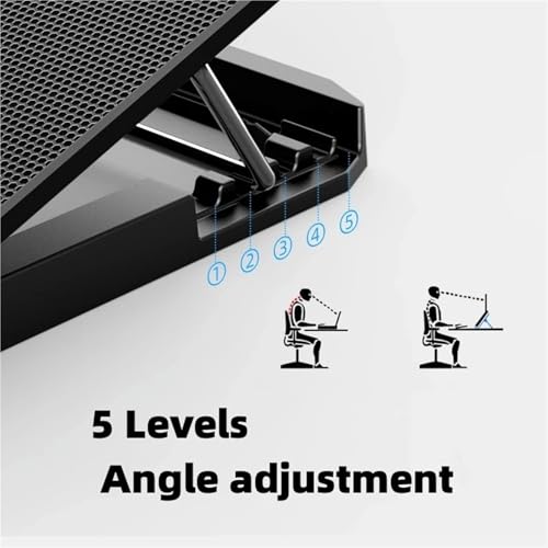 Laptop Cooling Pad - 6 Fans, Height Adjustable, Fits 15.6/17.3/18inch, with Touch Pad & Tablet Holder