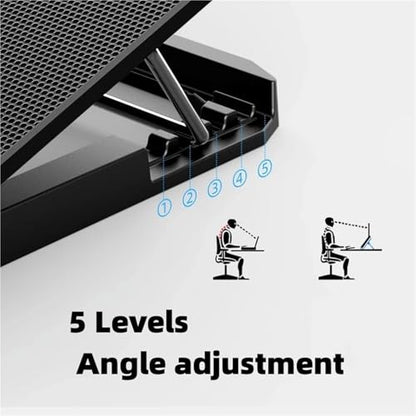 Laptop Cooling Pad - 6 Fans, Height Adjustable, Fits 15.6/17.3/18inch, with Touch Pad & Tablet Holder