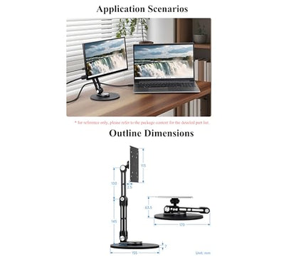 VESA Monitor Stand, Compatible with Up to 19inch Monitors, Supports 50 x 50/75 x 75/100 x 100 (mm) VESA Mounting Holes,Supports Multi-axis Rotation, Portable Adjustable Foldable