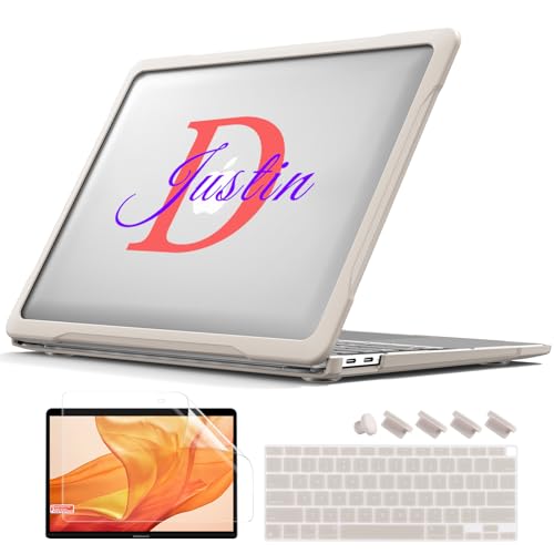 Batianda Ultimate Custom Name Case for MacBook Air 13 Inch 2018-2020 | Add Your Name or Initials, Lightweight Slim Design, Carbon Fiber Side Texture, Matte Hard Shell, Fits Model A2337/A2179/A1932 - color: Customizable Name
