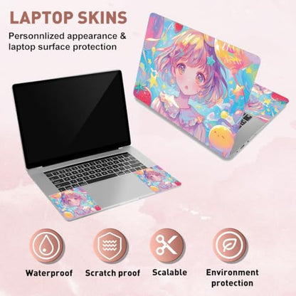 PLIGREAT Kawaii Girl Laptop Skin Sticker Decals Fits 12" 13" 13.3" 14" 15 inch Laptop Cute Universal Removable Vinyl Notebook Cartoon Art Protector Netbook PC Cover Decal - color: Kawaii Girl