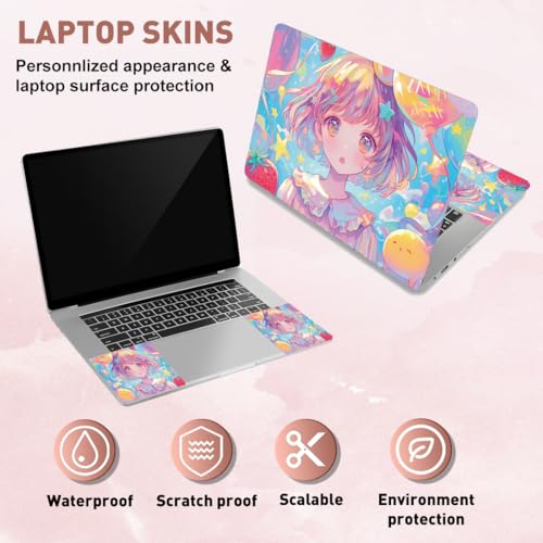 PLIGREAT Kawaii Girl Laptop Skin Sticker Decals Fits 12" 13" 13.3" 14" 15 inch Laptop Cute Universal Removable Vinyl Notebook Cartoon Art Protector Netbook PC Cover Decal - color: Kawaii Girl