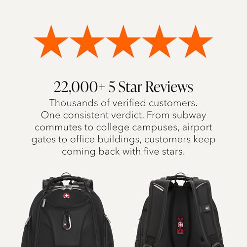 SWISSGEAR 1900 ScanSmart Laptop Backpack, Fits Most 17-Inch Laptops, TSA-Friendly Lay-Flat Design, RFID Protection, and Tablet Pocket, Black, 31L, 18.5-Inch - color: Black