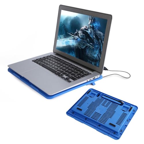 Laptop Cooling Pad, Portable Super Quiet Fans with Blue LEDs, Big Fan USB Powered Laptop Notebook Cooler Cooling Pad Stand for 14 inch or Below Laptop (Blue)