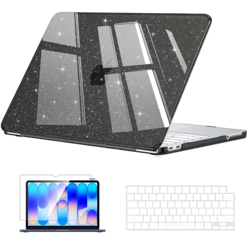 EooCoo for MacBook Neo Case 13 inch 2026, Anti Scratch, Sparkly Black | Lightweight, Protective Hard Shell Case & Keyboard Cover & Screen Film, Model A3404 with A18 Pro Chip - color: Sparkly Black