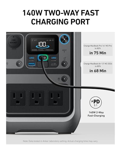 Anker Portable Power Station SOLIX C300, 288Wh LiFePO4 Backup Battery, 300W Solar Generator, 140W Two-Way Fast Charging, for Camping, Hunting, Travel, Blackout & Emergencies (Solar Panel Optional) - style: Anker SOLIX C300