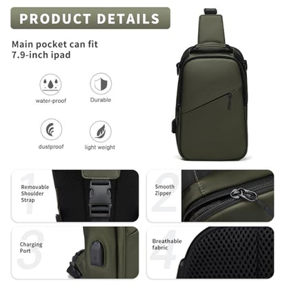 Messenger bag for Men,Small Sling Crossbody Backpack Shoulder Bag for Men Women,canvas Strap Backpack Sling Bag - color: B3-green